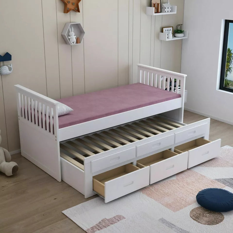 Captain Cabin Bed Frame Wooden 3ft Single Grey or White Children's Guestbed