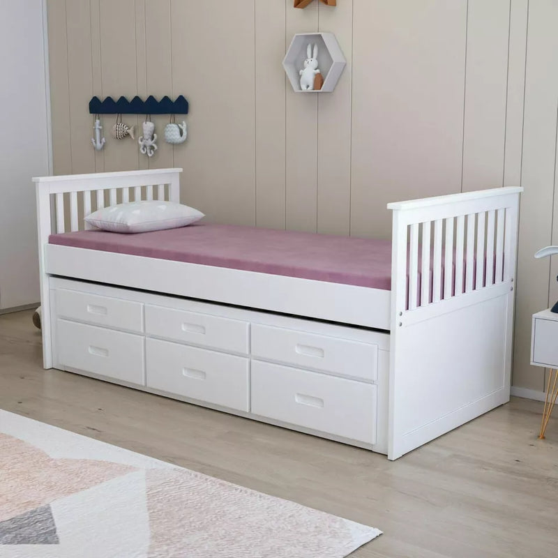 Captain Cabin Bed Frame Wooden 3ft Single Grey or White Children's Guestbed