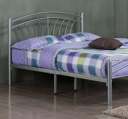Metal Solid Bed Double 4ft-6inch Ava Dorset Silver Bedframe Bedroom Furniture