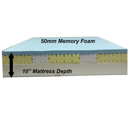 Mattress Foam Memory 50mm Comfort Deluxe 10" Depth Double king Soft Firmness