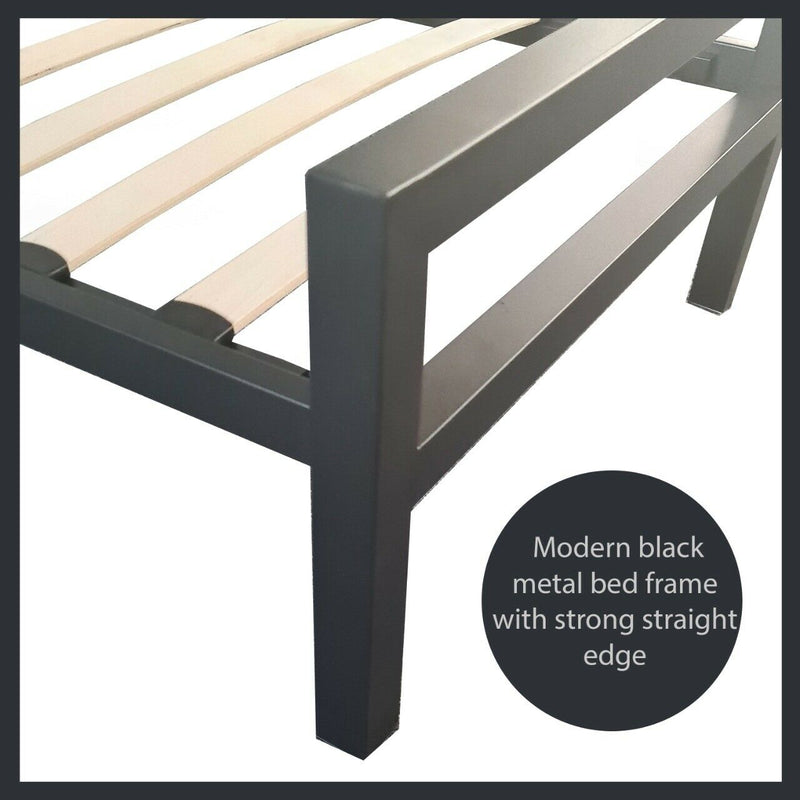 City Block Single | Black strong bed frame | Metal steel slate bedroom furniture