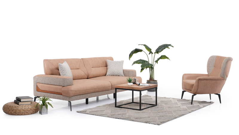 Napoli Design - Beige Gold - 3+1+1 Sofa Set for Living Room