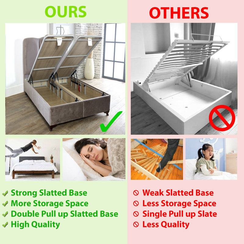Linda Storage Bed Frame | Hydraulic Lift Up | 2 Separate Boxes for Storage