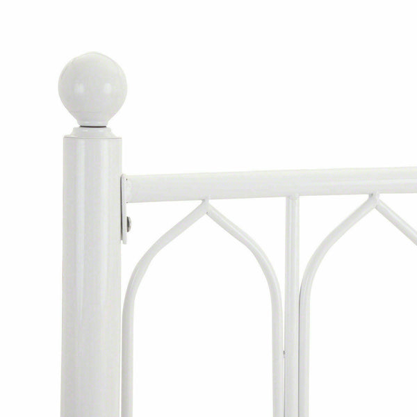 Double Madonna Gothic Style White Metal Bed Frame