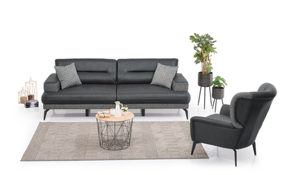 Napoli Design - Grey Brown - 3+1+1 Sofa Set for Living Room