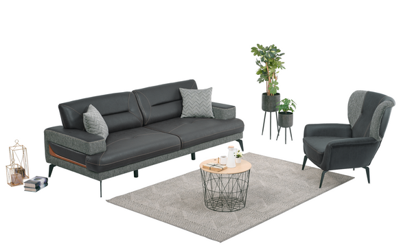 Napoli Design - Grey Brown - 3+1+1 Sofa Set for Living Room