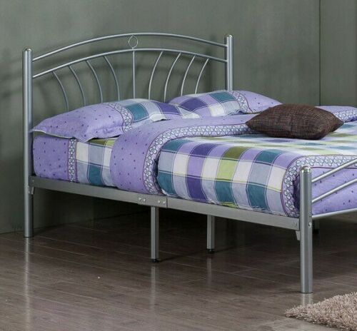Tuscany Bed Single, Double Modern Ava Silver Metal Bed Frame