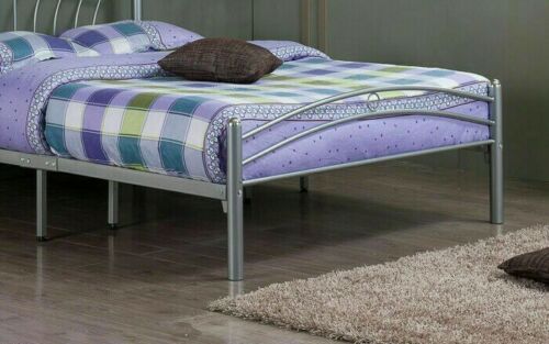 Tuscany Bed Single, Double Modern Ava Silver Metal Bed Frame