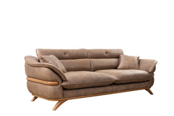 Focus Design Brown Fabric Berger 1 & 3 Seater Sofa Set Stain-Proof Fabric