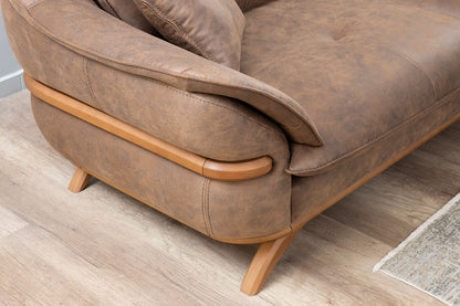 Focus Design Brown Fabric Berger 1 & 3 Seater Sofa Set Stain-Proof Fabric