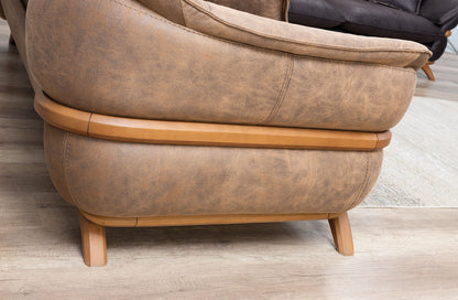 Focus Design Brown Fabric Berger 1 & 3 Seater Sofa Set Stain-Proof Fabric