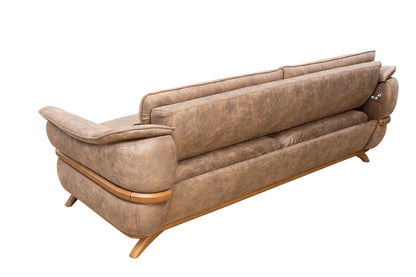 Focus Design Brown Fabric Berger 1 & 3 Seater Sofa Set Stain-Proof Fabric