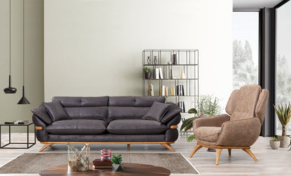 Focus Design Black Fabric Berger 1 & 3 Seater Sofa Set Stain-Proof Fabric