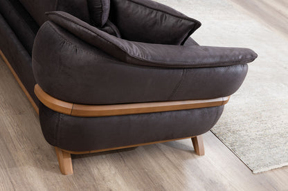 Focus Design Black Fabric Berger 1 & 3 Seater Sofa Set Stain-Proof Fabric