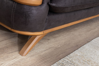 Focus Design Black Fabric Berger 1 & 3 Seater Sofa Set Stain-Proof Fabric