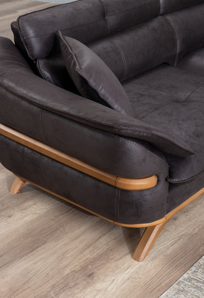 Focus Design Black Fabric Berger 1 & 3 Seater Sofa Set Stain-Proof Fabric