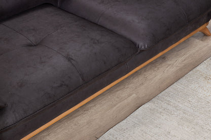 Focus Design Black Fabric Berger 1 & 3 Seater Sofa Set Stain-Proof Fabric