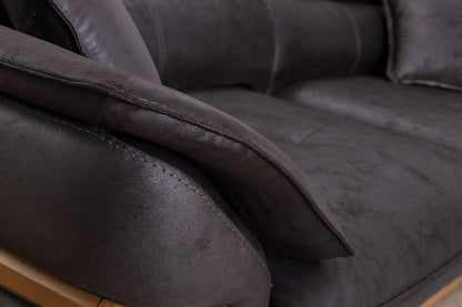 Focus Design Black Fabric Berger 1 & 3 Seater Sofa Set Stain-Proof Fabric