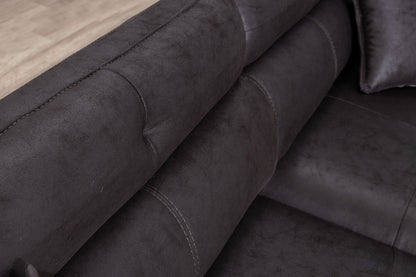 Focus Design Black Fabric Berger 1 & 3 Seater Sofa Set Stain-Proof Fabric