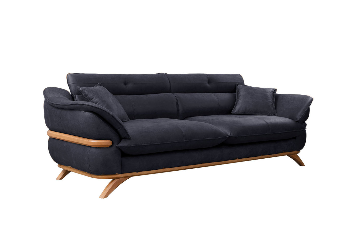 Focus Design Black Fabric Berger 1 & 3 Seater Sofa Set Stain-Proof Fabric