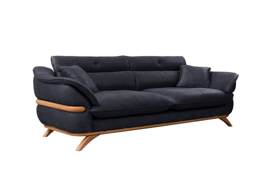 Focus Design Black Fabric Berger 1 & 3 Seater Sofa Set Stain-Proof Fabric